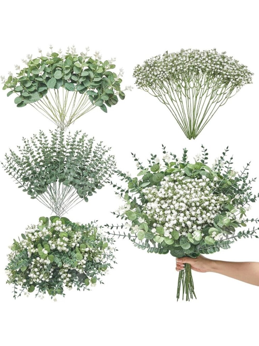 100PCS Eucalyptus Stems & Baby's Breath Greenery - Perfect for Home Decor